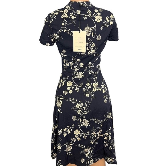 Leona Lee Navy Blue Floral Button Down Dress - Picture 7 of 10